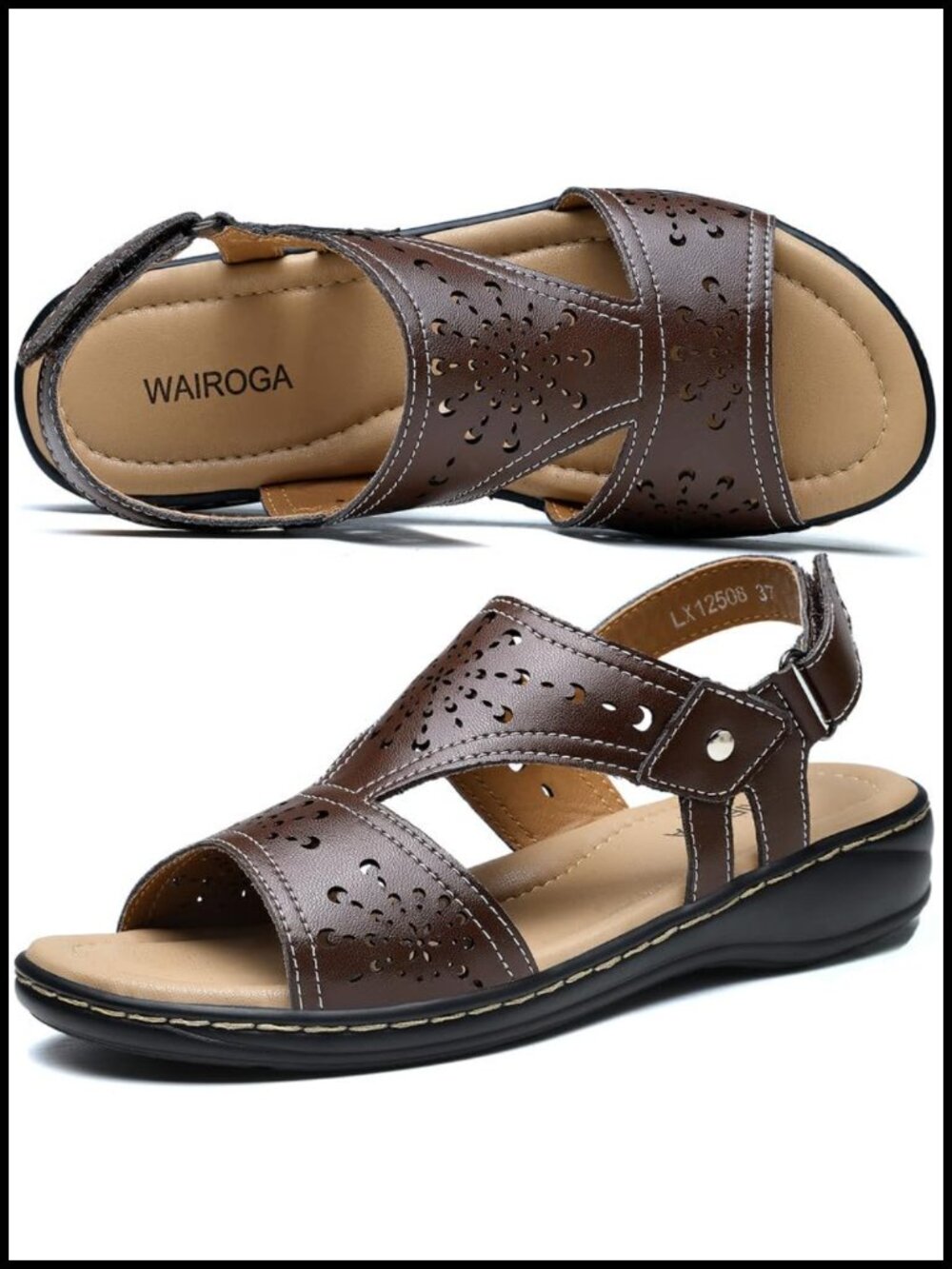 Womens Orthopedic Leather Sandals Arch Support Comfort Walking Flat Sandals